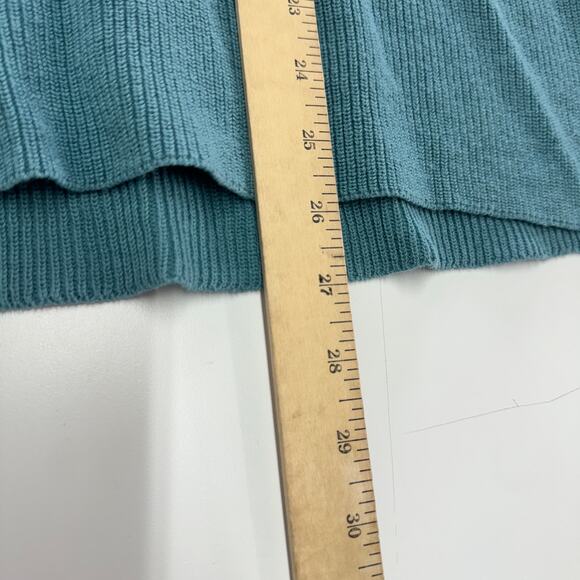 J.Jill Sweater Womens Small Blue Green Ribbed Knit V Neck Cotton - Picture 8 of 9